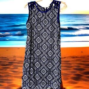 90s y2k Boho geometric dress retro strappy midi SZ Med Beach Vacation Resort